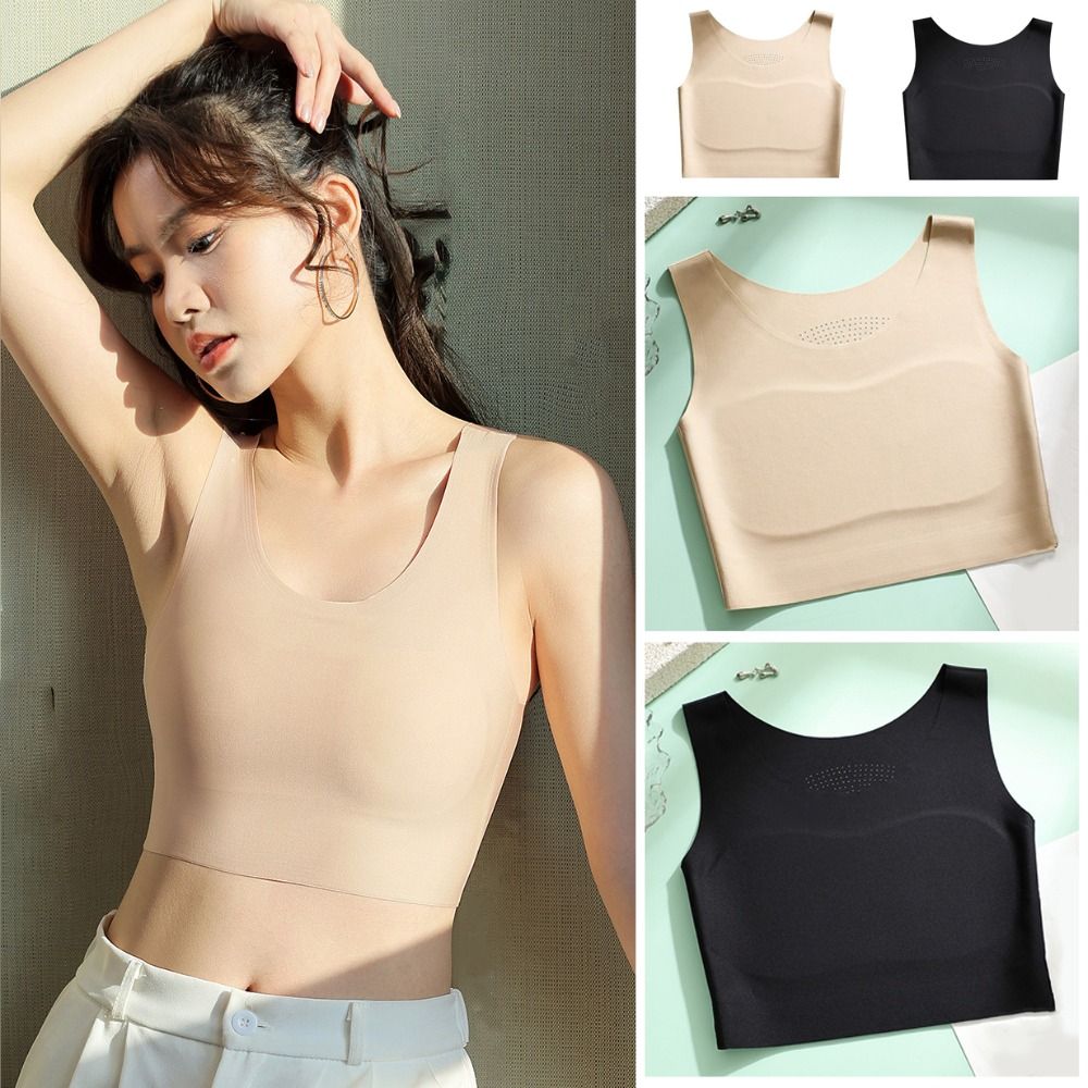 Women Ice Silk Seamless Wirele - Plunge Bra Push Up review and price