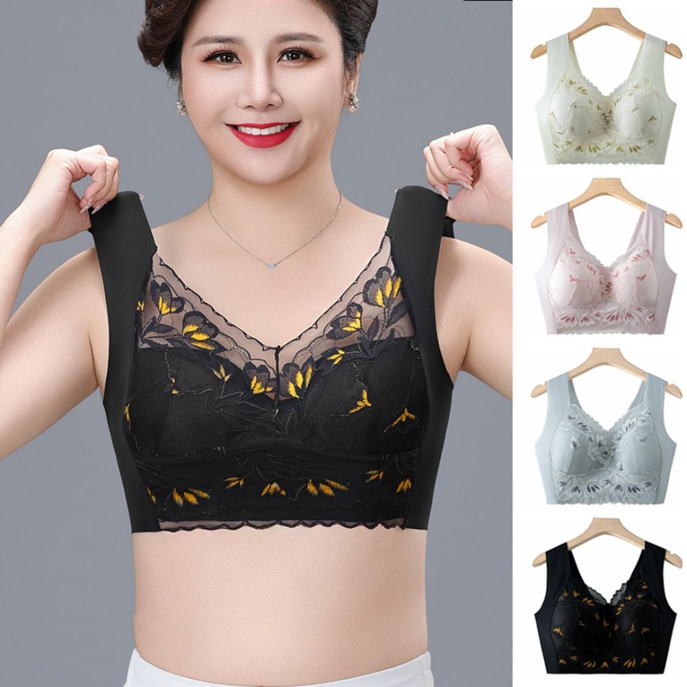 Breathable Plus Size Lace Wire - Plunge Bra Push Up review and price